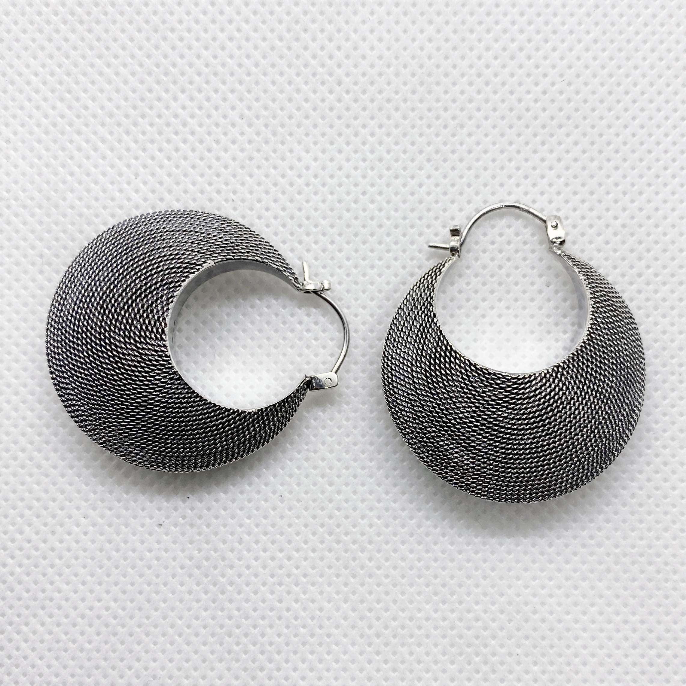 (20 MM-UNIQUE 925 BALI SILVER TWISTED WIRED DOOM EARRINGS)